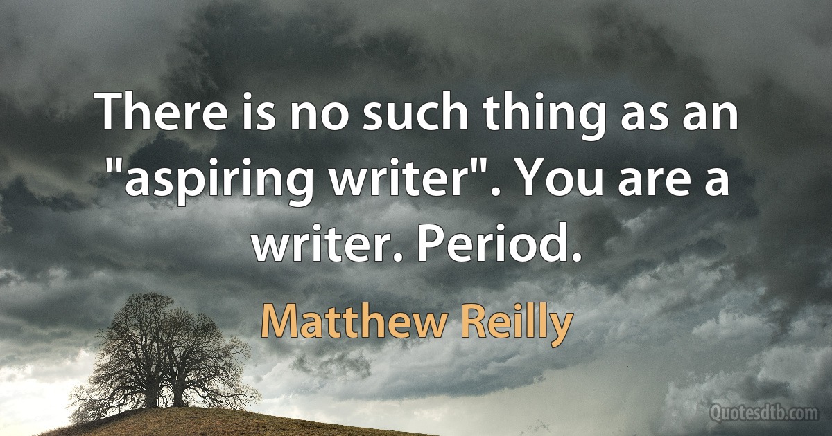 There is no such thing as an "aspiring writer". You are a writer. Period. (Matthew Reilly)