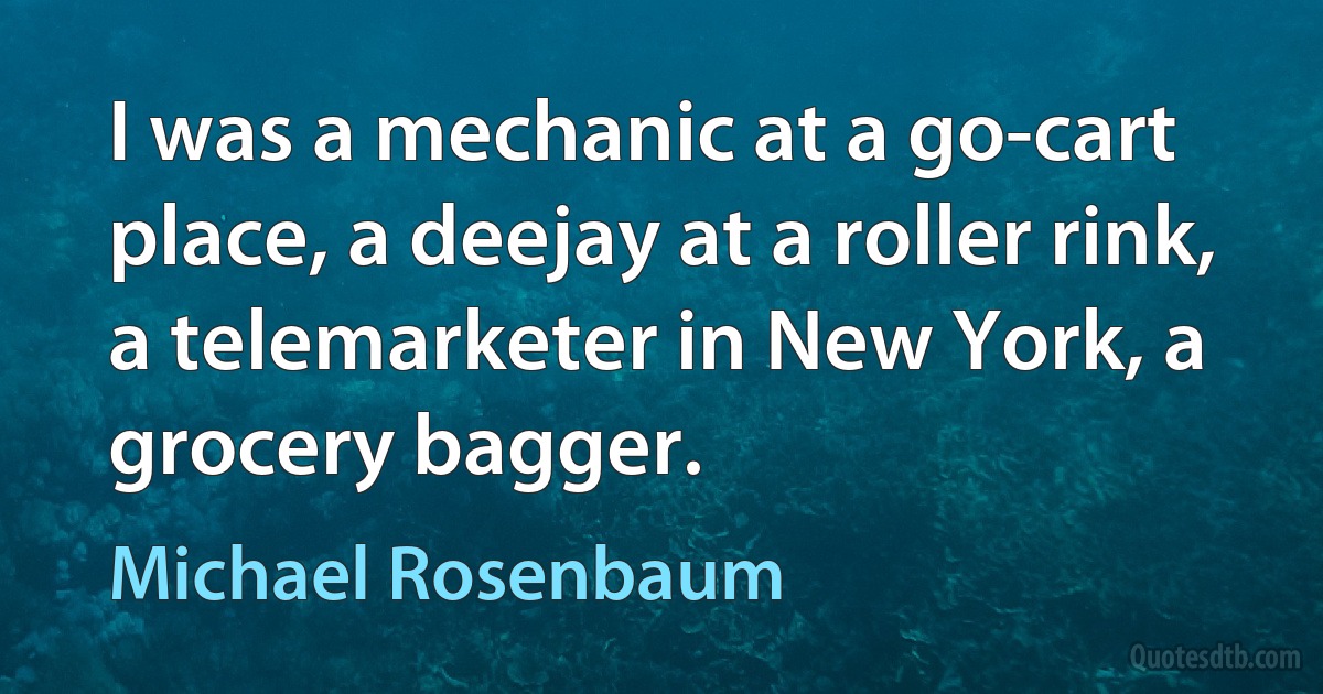 I was a mechanic at a go-cart place, a deejay at a roller rink, a telemarketer in New York, a grocery bagger. (Michael Rosenbaum)