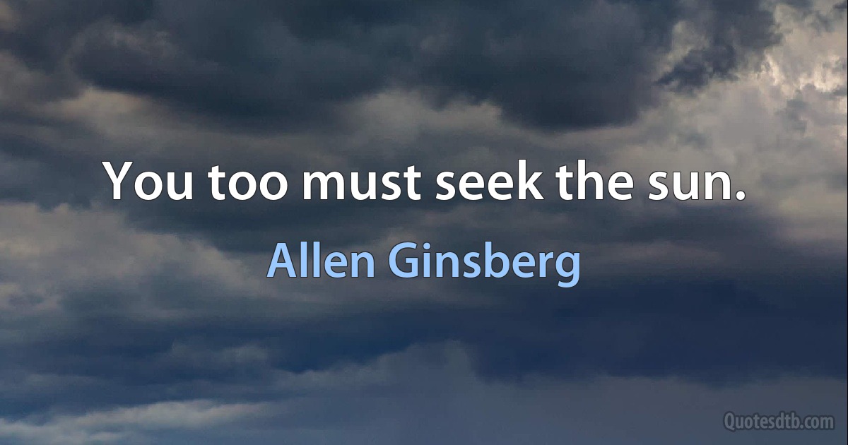 You too must seek the sun. (Allen Ginsberg)