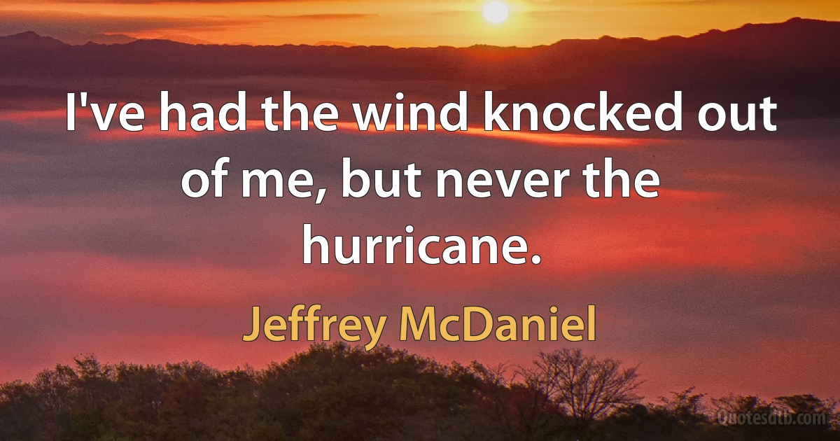 I've had the wind knocked out of me, but never the hurricane. (Jeffrey McDaniel)