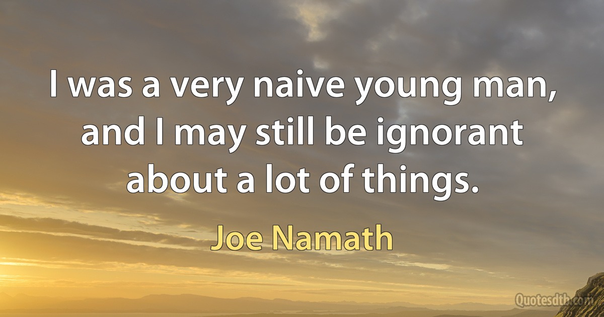 I was a very naive young man, and I may still be ignorant about a lot of things. (Joe Namath)