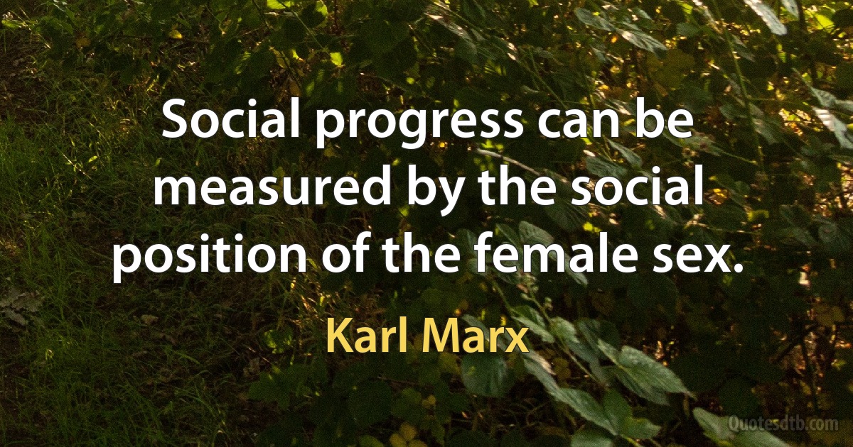 Social progress can be measured by the social position of the female sex. (Karl Marx)