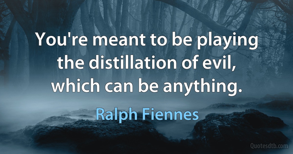 You're meant to be playing the distillation of evil, which can be anything. (Ralph Fiennes)