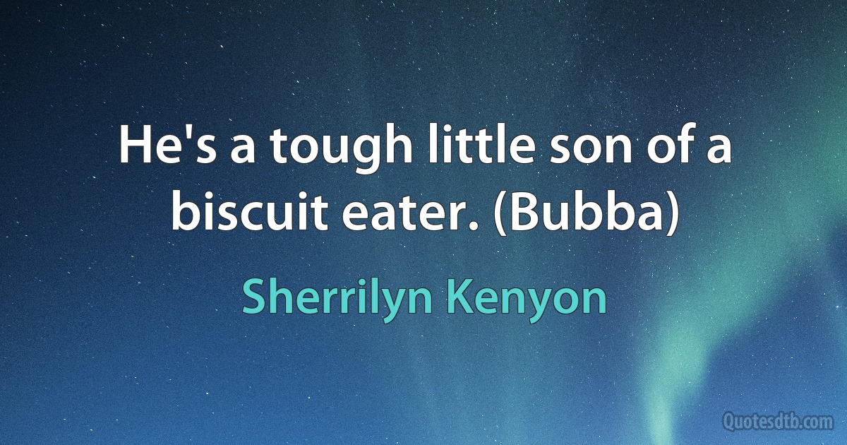 He's a tough little son of a biscuit eater. (Bubba) (Sherrilyn Kenyon)