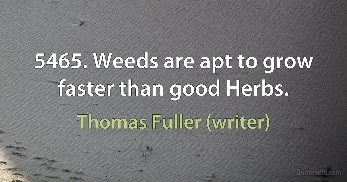 5465. Weeds are apt to grow faster than good Herbs. (Thomas Fuller (writer))