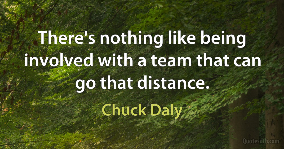 There's nothing like being involved with a team that can go that distance. (Chuck Daly)