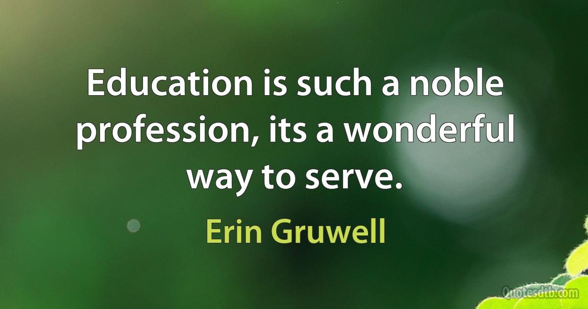 Education is such a noble profession, its a wonderful way to serve. (Erin Gruwell)