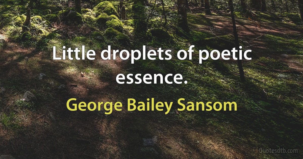 Little droplets of poetic essence. (George Bailey Sansom)