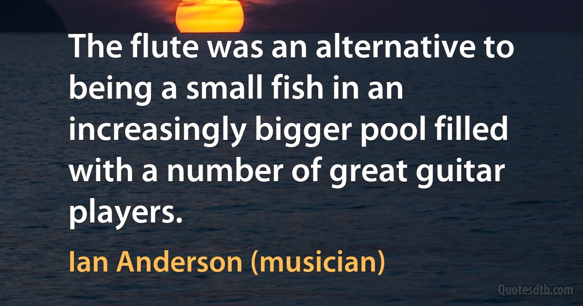 The flute was an alternative to being a small fish in an increasingly bigger pool filled with a number of great guitar players. (Ian Anderson (musician))