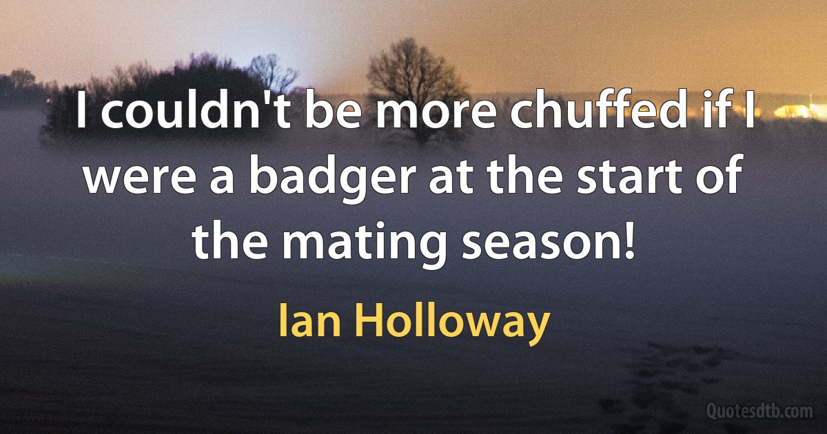 I couldn't be more chuffed if I were a badger at the start of the mating season! (Ian Holloway)