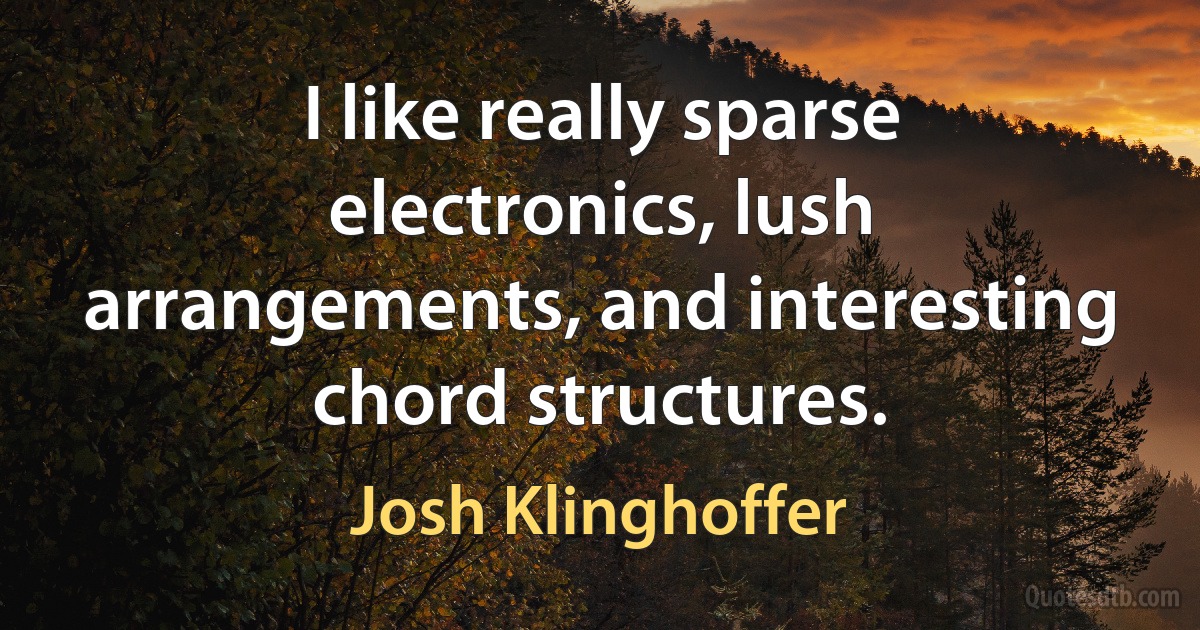 I like really sparse electronics, lush arrangements, and interesting chord structures. (Josh Klinghoffer)