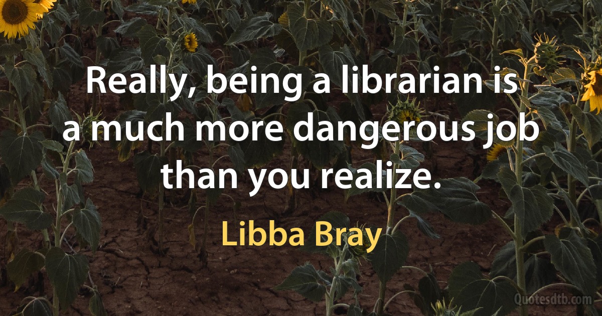 Really, being a librarian is a much more dangerous job than you realize. (Libba Bray)