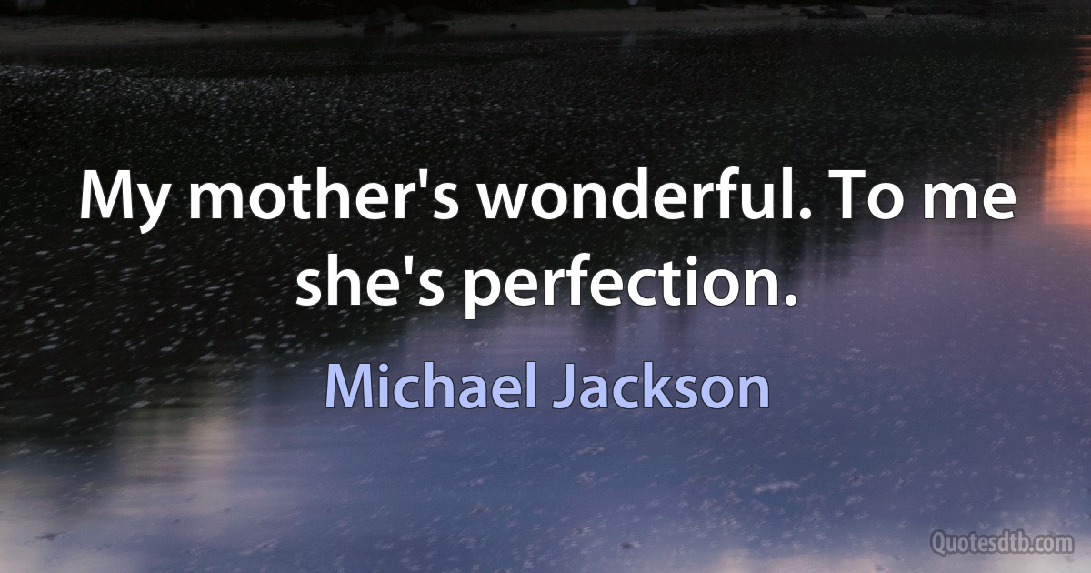 My mother's wonderful. To me she's perfection. (Michael Jackson)