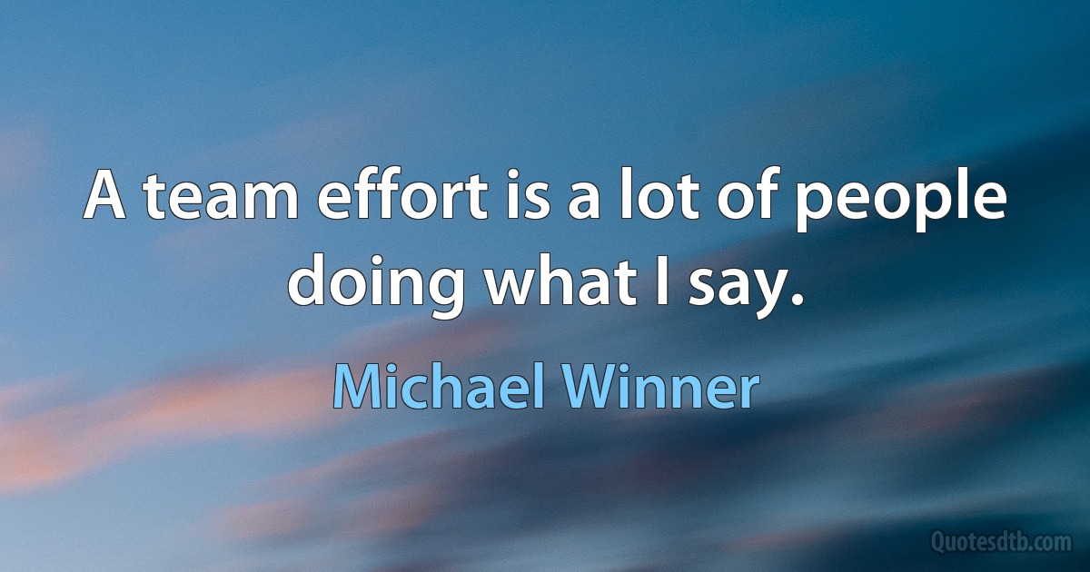 A team effort is a lot of people doing what I say. (Michael Winner)