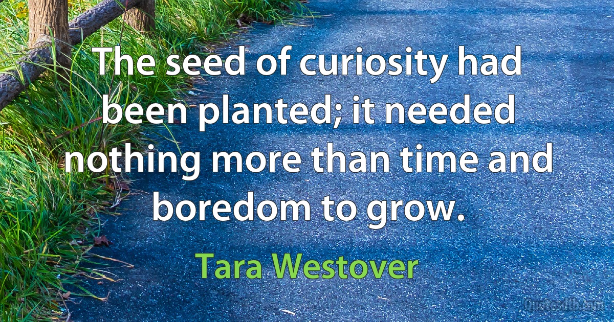 The seed of curiosity had been planted; it needed nothing more than time and boredom to grow. (Tara Westover)