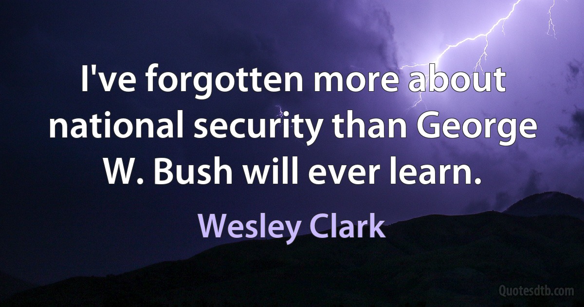 I've forgotten more about national security than George W. Bush will ever learn. (Wesley Clark)