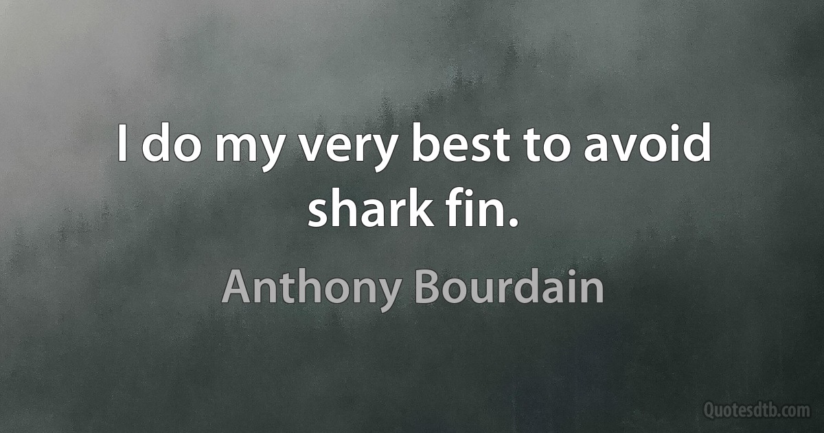 I do my very best to avoid shark fin. (Anthony Bourdain)