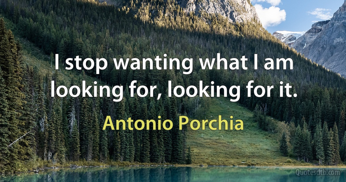 I stop wanting what I am looking for, looking for it. (Antonio Porchia)