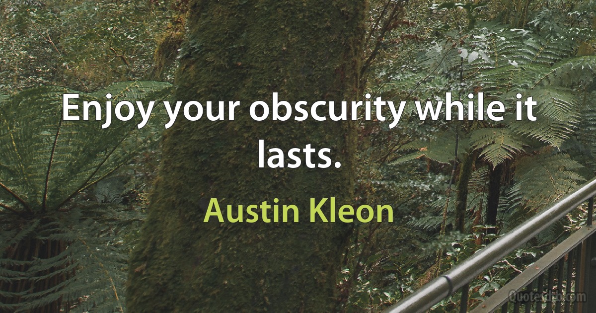 Enjoy your obscurity while it lasts. (Austin Kleon)