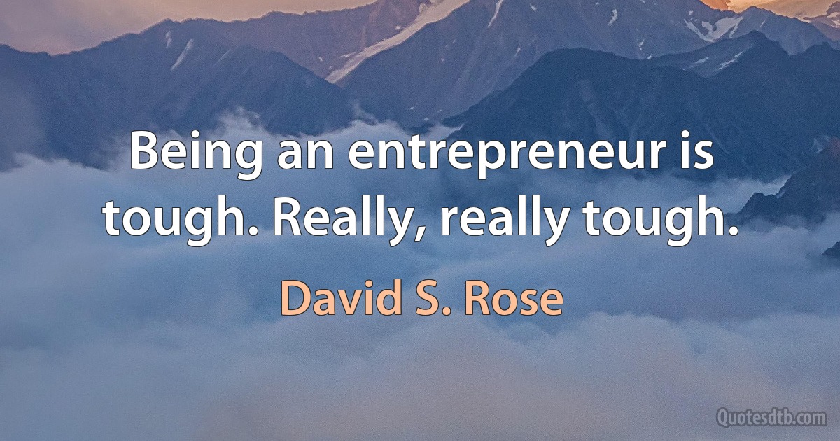 Being an entrepreneur is tough. Really, really tough. (David S. Rose)