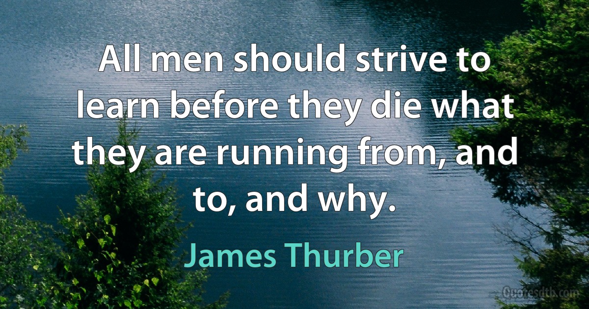 All men should strive to learn before they die what they are running from, and to, and why. (James Thurber)