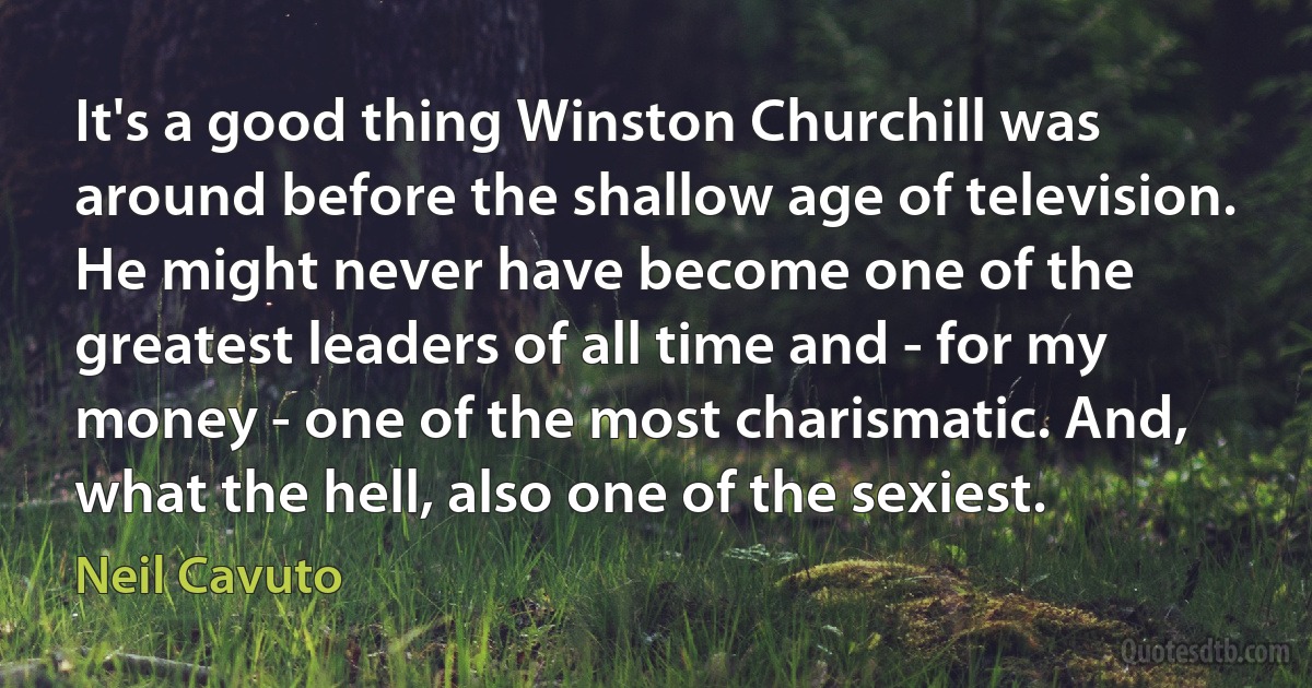 It's a good thing Winston Churchill was around before the shallow age of television. He might never have become one of the greatest leaders of all time and - for my money - one of the most charismatic. And, what the hell, also one of the sexiest. (Neil Cavuto)