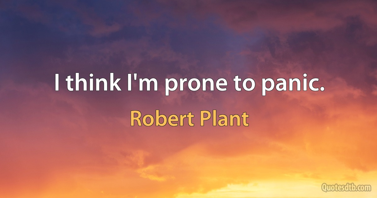 I think I'm prone to panic. (Robert Plant)