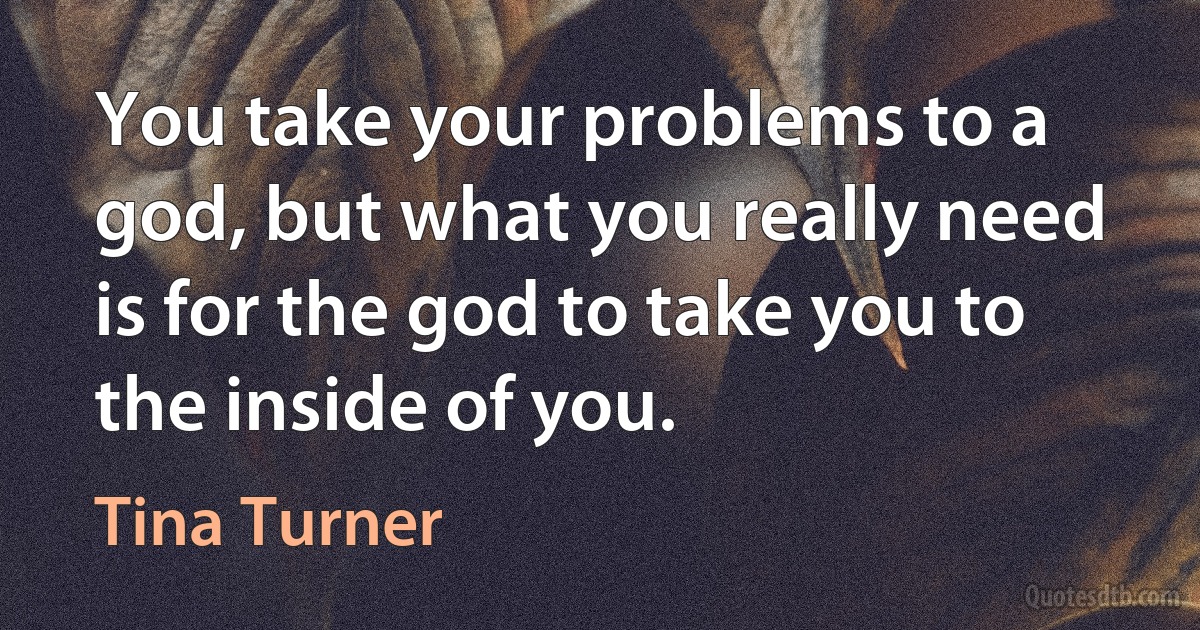 You take your problems to a god, but what you really need is for the god to take you to the inside of you. (Tina Turner)