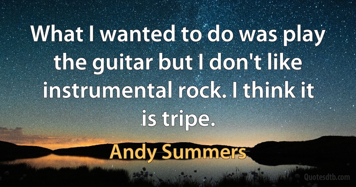 What I wanted to do was play the guitar but I don't like instrumental rock. I think it is tripe. (Andy Summers)