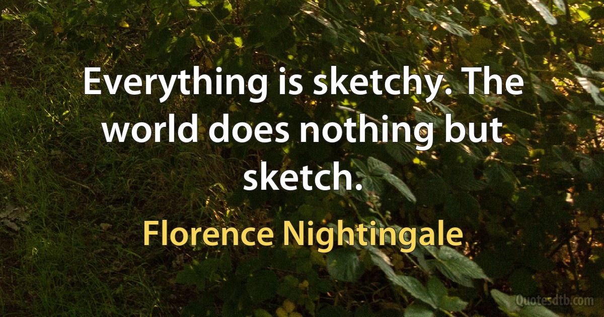 Everything is sketchy. The world does nothing but sketch. (Florence Nightingale)