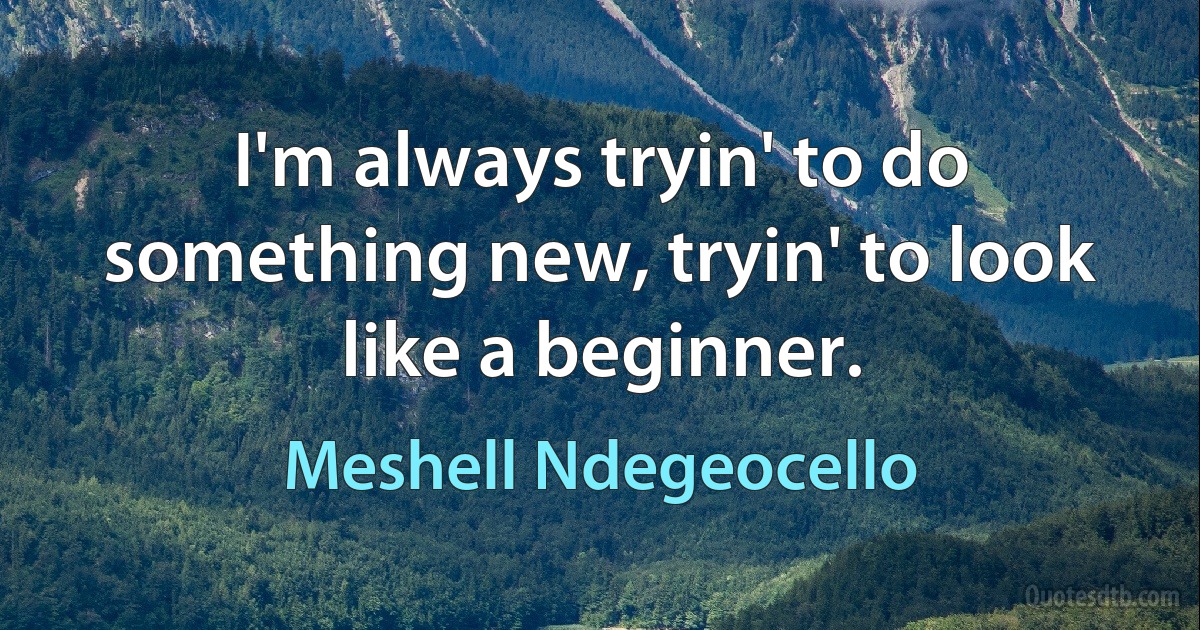 I'm always tryin' to do something new, tryin' to look like a beginner. (Meshell Ndegeocello)