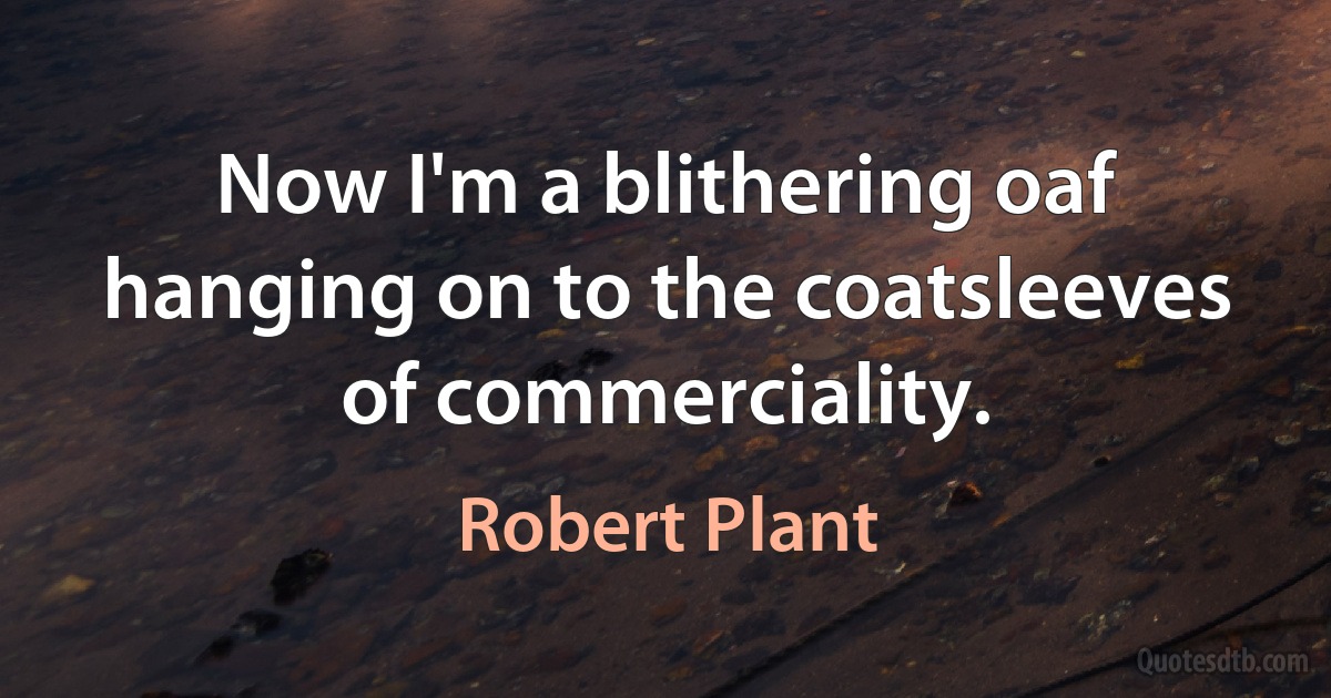 Now I'm a blithering oaf hanging on to the coatsleeves of commerciality. (Robert Plant)