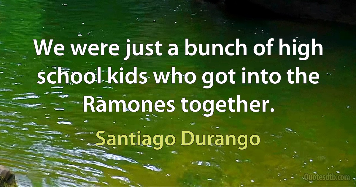 We were just a bunch of high school kids who got into the Ramones together. (Santiago Durango)