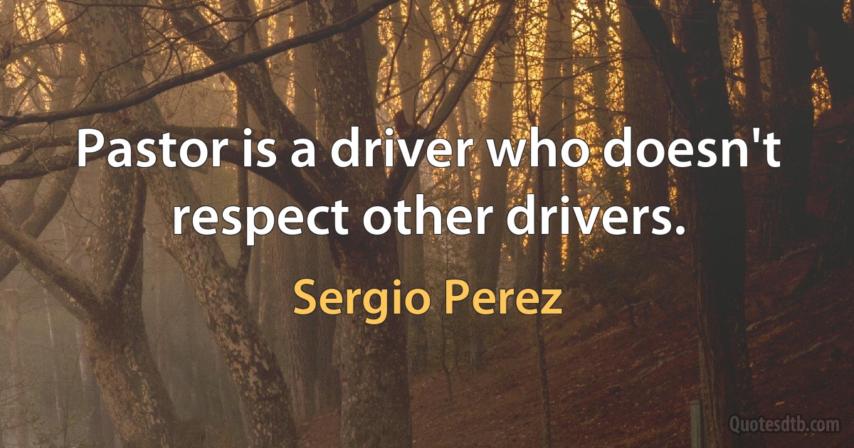 Pastor is a driver who doesn't respect other drivers. (Sergio Perez)