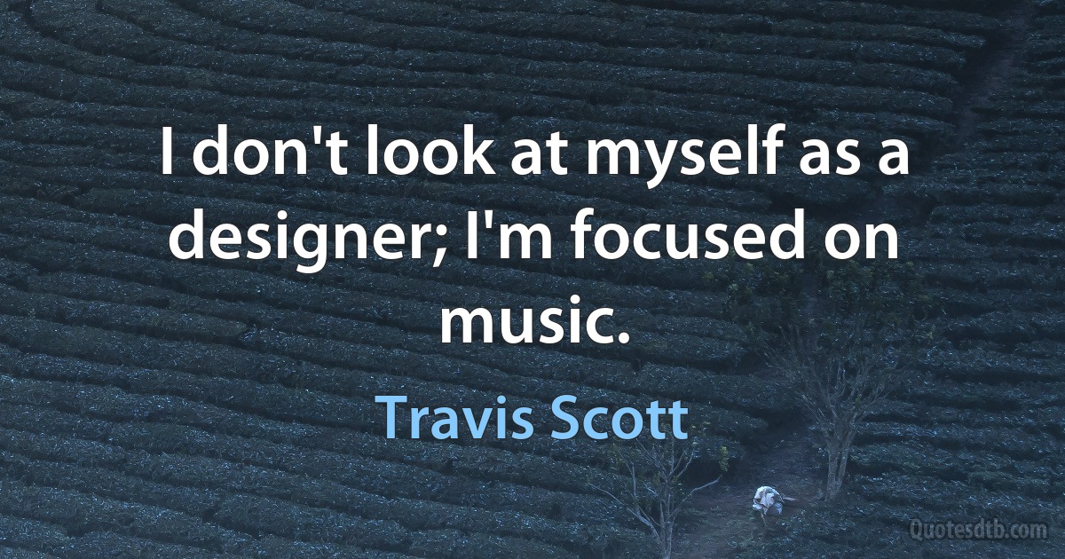 I don't look at myself as a designer; I'm focused on music. (Travis Scott)