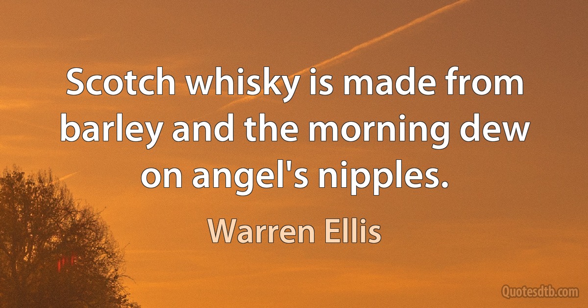 Scotch whisky is made from barley and the morning dew on angel's nipples. (Warren Ellis)