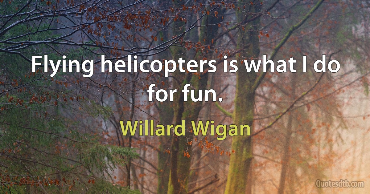 Flying helicopters is what I do for fun. (Willard Wigan)