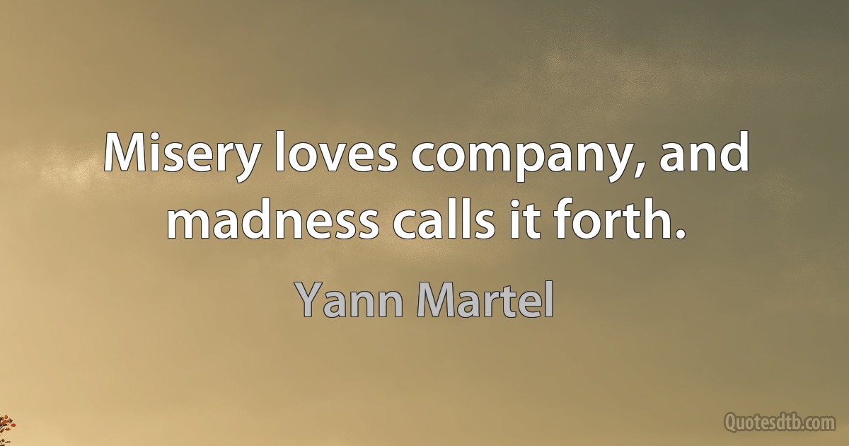 Misery loves company, and madness calls it forth. (Yann Martel)