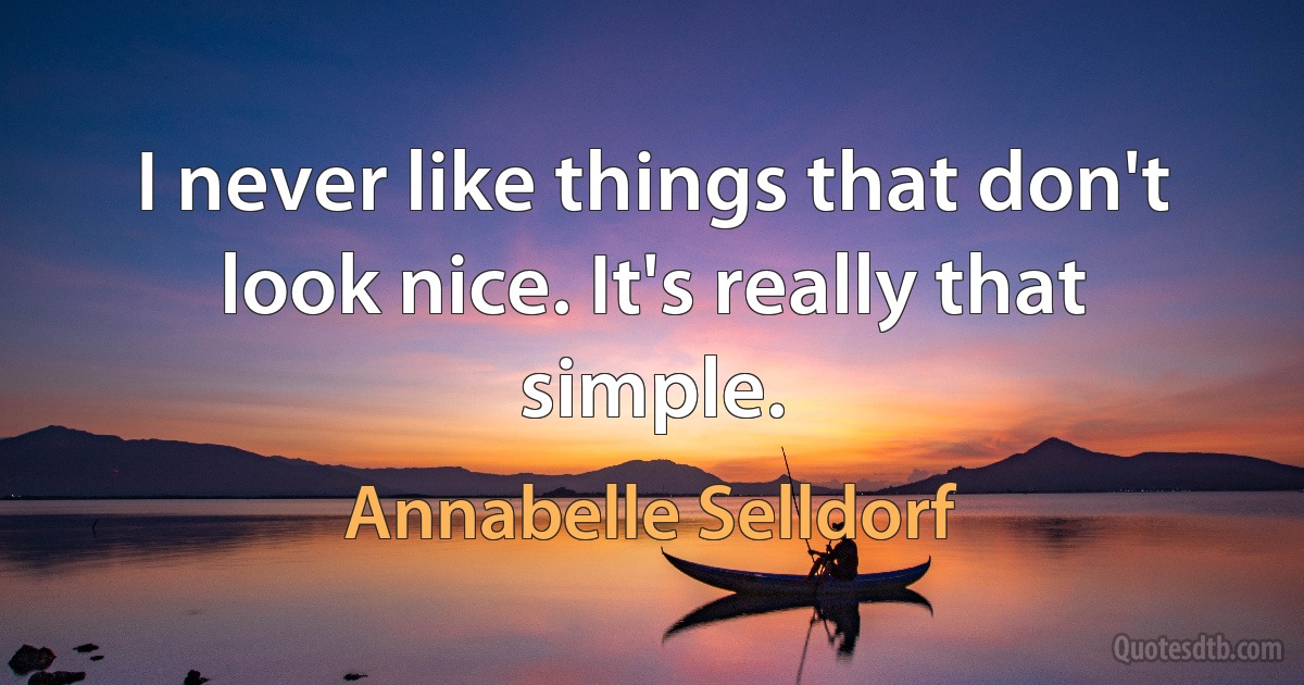 I never like things that don't look nice. It's really that simple. (Annabelle Selldorf)