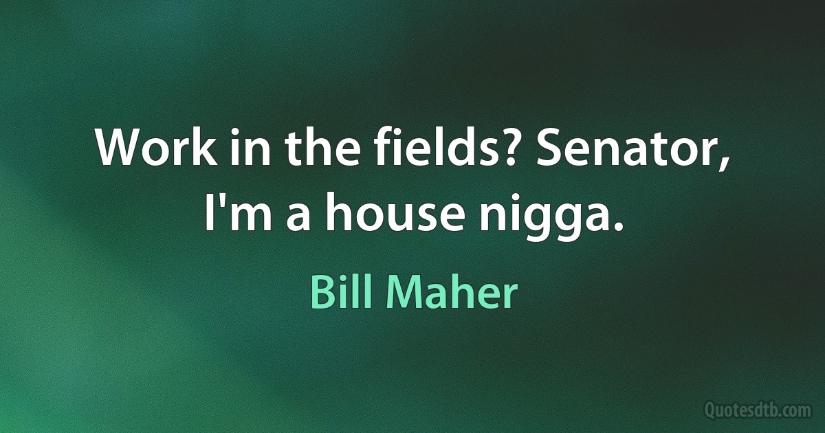 Work in the fields? Senator, I'm a house nigga. (Bill Maher)