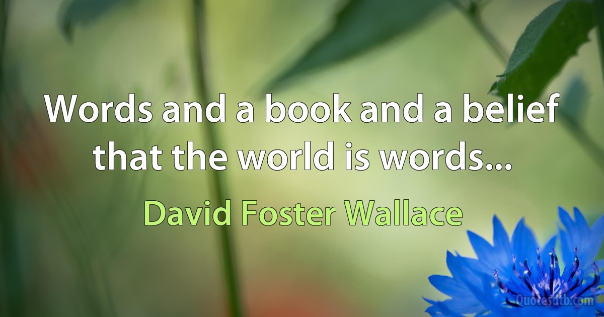 Words and a book and a belief that the world is words... (David Foster Wallace)