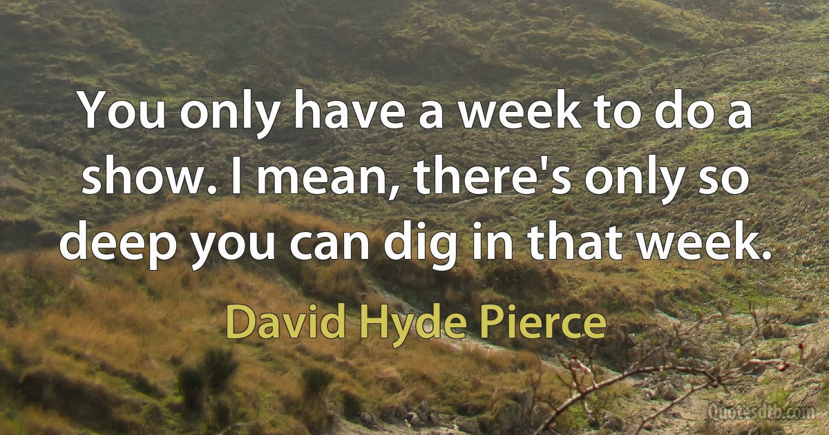 You only have a week to do a show. I mean, there's only so deep you can dig in that week. (David Hyde Pierce)