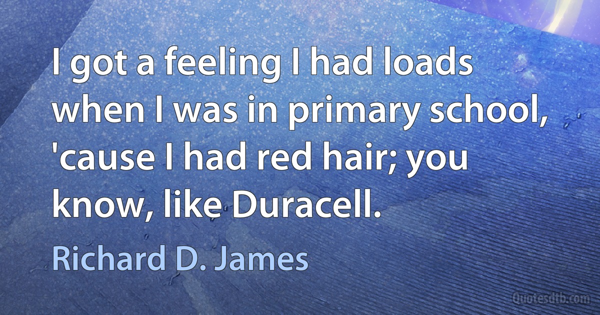 I got a feeling I had loads when I was in primary school, 'cause I had red hair; you know, like Duracell. (Richard D. James)