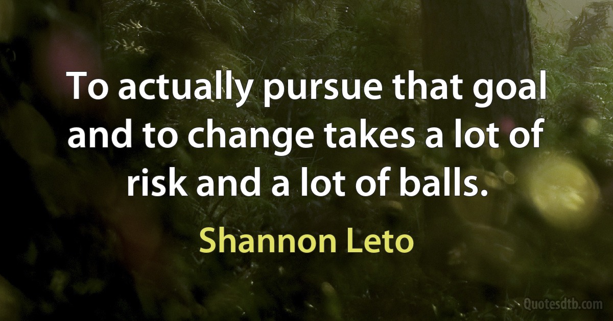 To actually pursue that goal and to change takes a lot of risk and a lot of balls. (Shannon Leto)