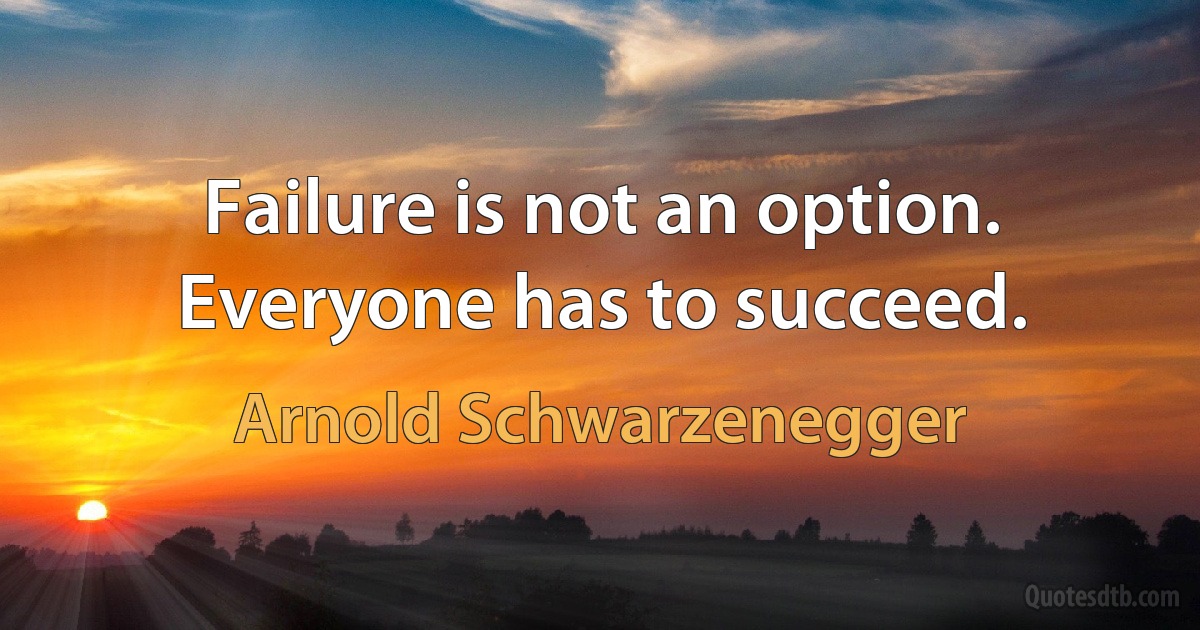 Failure is not an option. Everyone has to succeed. (Arnold Schwarzenegger)