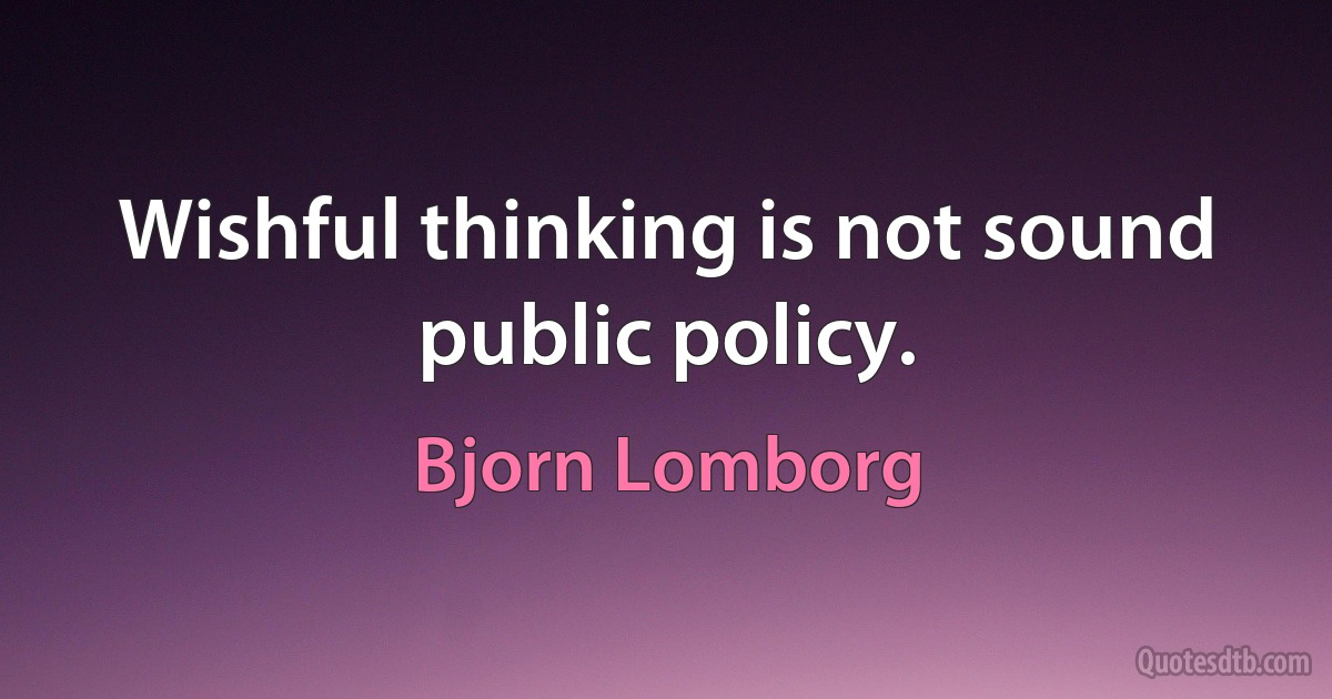 Wishful thinking is not sound public policy. (Bjorn Lomborg)