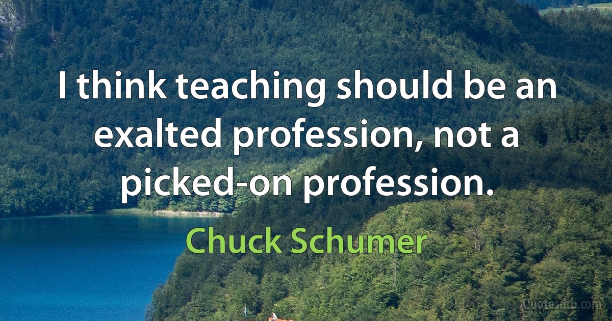 I think teaching should be an exalted profession, not a picked-on profession. (Chuck Schumer)