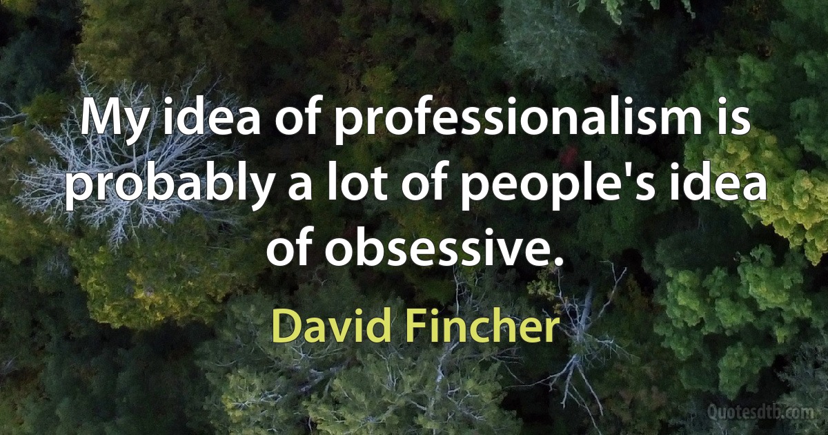 My idea of professionalism is probably a lot of people's idea of obsessive. (David Fincher)