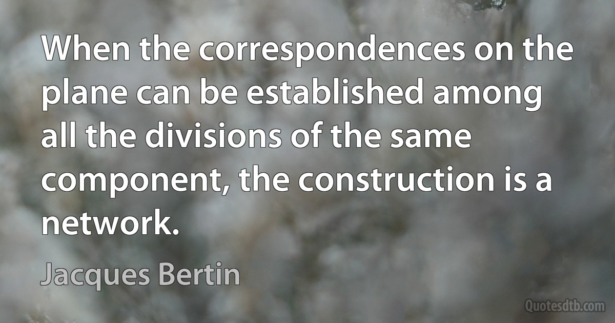 When the correspondences on the plane can be established among all the divisions of the same component, the construction is a network. (Jacques Bertin)