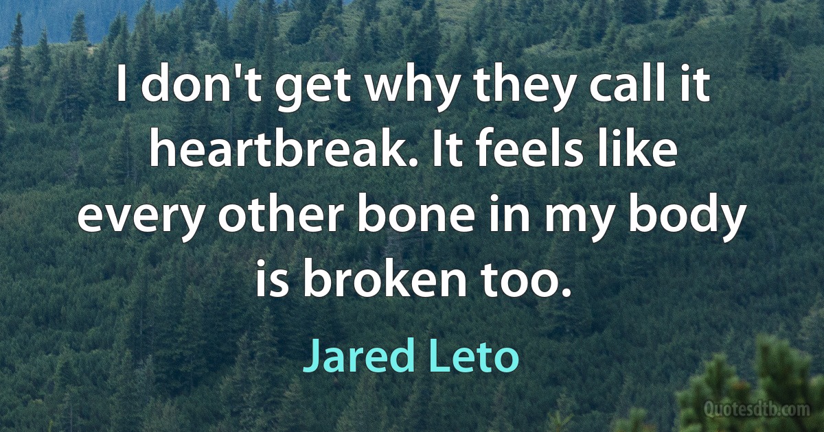 I don't get why they call it heartbreak. It feels like every other bone in my body is broken too. (Jared Leto)